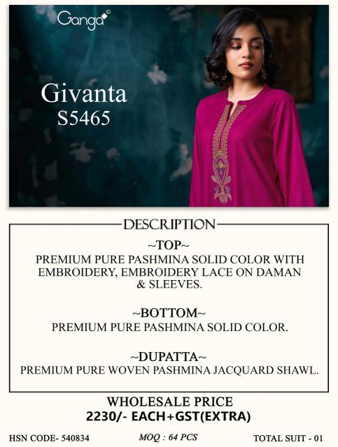 Ganga givanta 5465 buy dress material wholesale online india